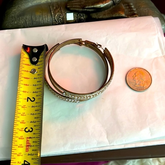 Bebe Silver Sparkly Hoop Earringsπππ - Picture 4 of 6